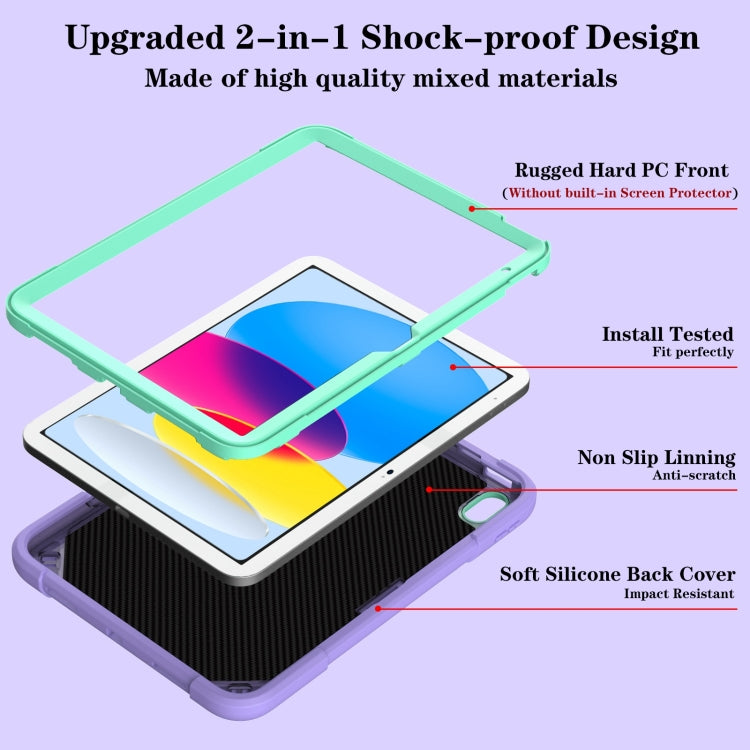 For iPad 2025 / 2022 Punk Stand PC Hybrid Silicone Tablet Case with Shoulder Strap(Purple Teal) by bashfashion