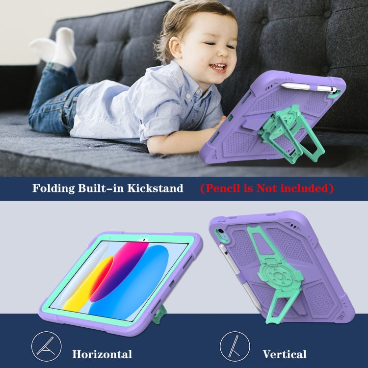 For iPad 2025 / 2022 Punk Stand PC Hybrid Silicone Tablet Case with Shoulder Strap(Purple Teal) by bashfashion