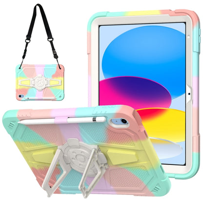 For iPad 2025 / 2022 Punk Stand PC Hybrid Silicone Tablet Case with Shoulder Strap(Colorful) by bashfashion