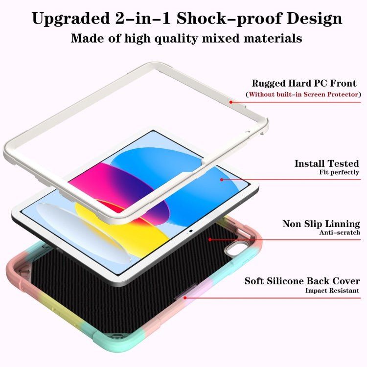 For iPad 2025 / 2022 Punk Stand PC Hybrid Silicone Tablet Case with Shoulder Strap(Colorful) by bashfashion