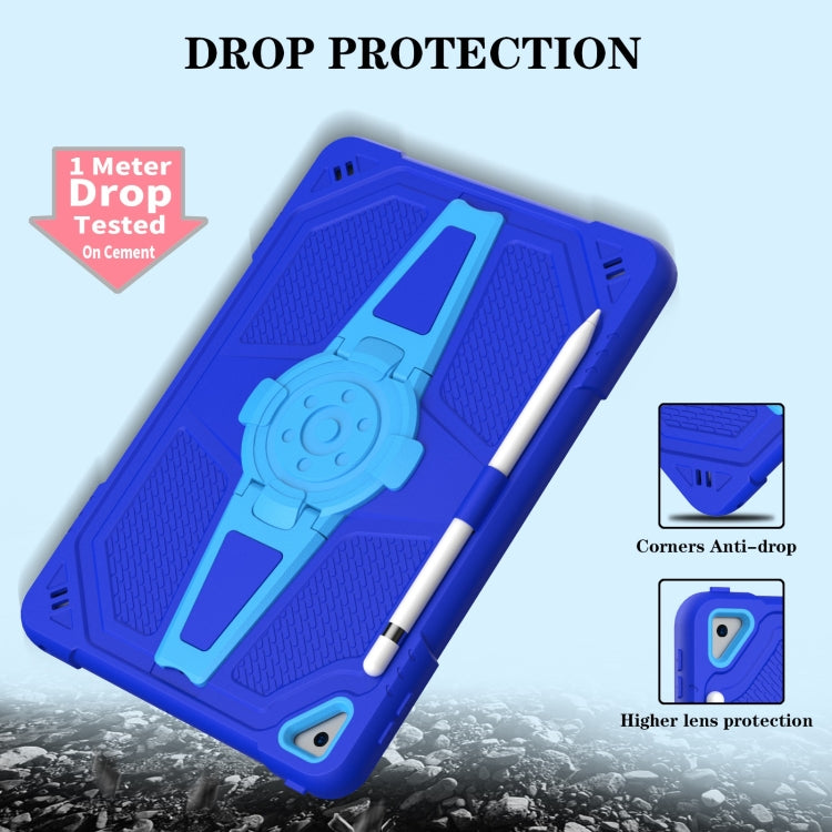 For iPad 10.2 2021 / 2020 / 2019 Punk Stand PC Hybrid Silicone Tablet Case with Shoulder Strap(Blue) by bashfashion