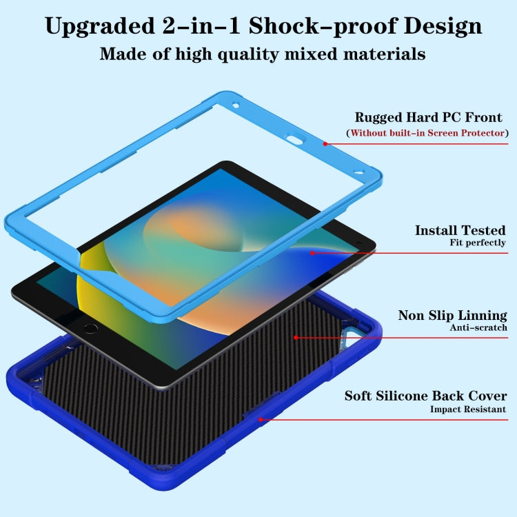 For iPad 10.2 2021 / 2020 / 2019 Punk Stand PC Hybrid Silicone Tablet Case with Shoulder Strap(Blue) by bashfashion