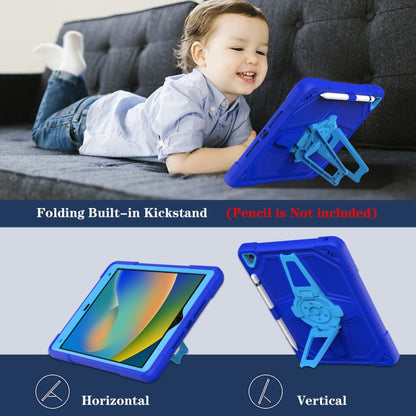 For iPad 10.2 2021 / 2020 / 2019 Punk Stand PC Hybrid Silicone Tablet Case with Shoulder Strap(Blue) by bashfashion