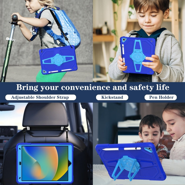 For iPad 10.2 2021 / 2020 / 2019 Punk Stand PC Hybrid Silicone Tablet Case with Shoulder Strap(Blue) by bashfashion