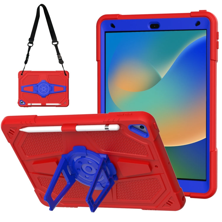 For iPad 10.2 2021 / 2020 / 2019 Punk Stand PC Hybrid Silicone Tablet Case with Shoulder Strap(Red Blue) by bashfashion