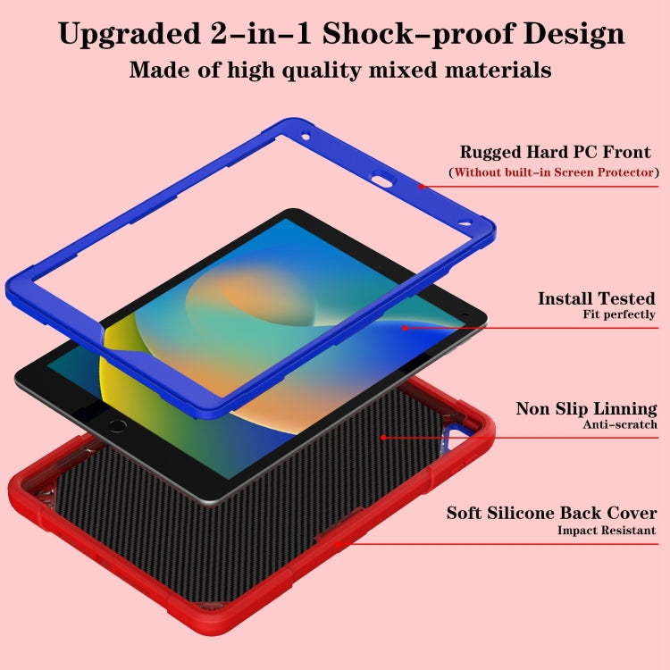 For iPad 10.2 2021 / 2020 / 2019 Punk Stand PC Hybrid Silicone Tablet Case with Shoulder Strap(Red Blue) by bashfashion