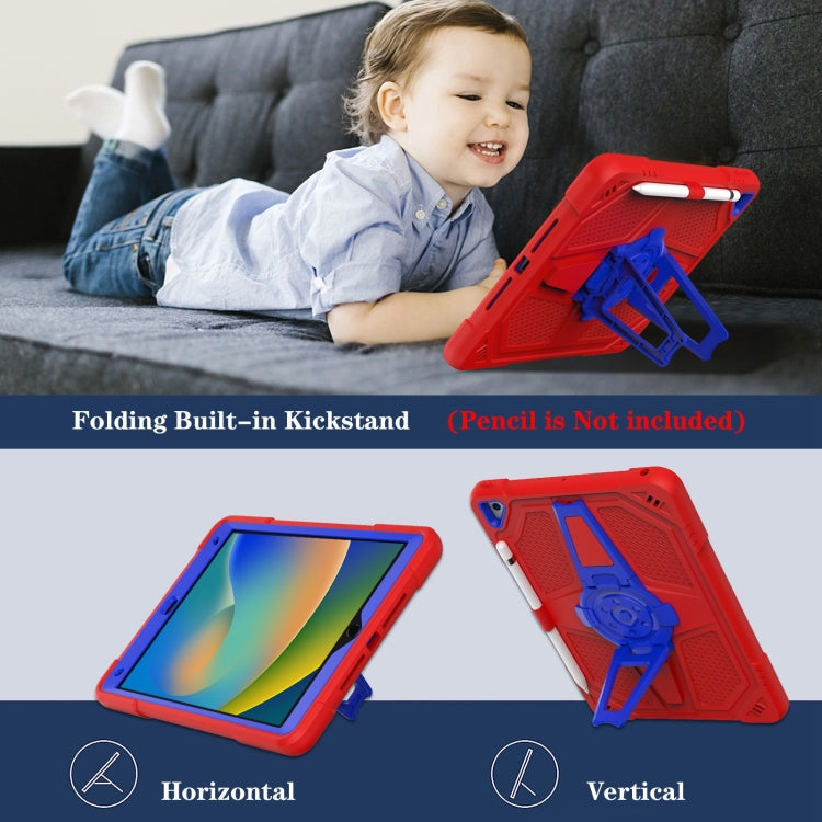 For iPad 10.2 2021 / 2020 / 2019 Punk Stand PC Hybrid Silicone Tablet Case with Shoulder Strap(Red Blue) by bashfashion