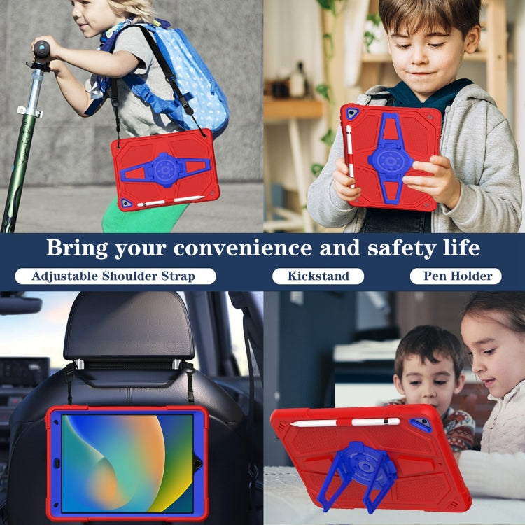 For iPad 10.2 2021 / 2020 / 2019 Punk Stand PC Hybrid Silicone Tablet Case with Shoulder Strap(Red Blue) by bashfashion