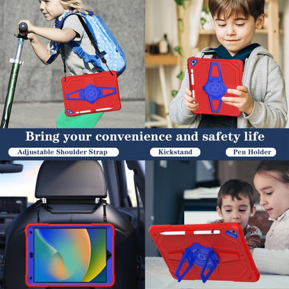 For iPad 10.2 2021 / 2020 / 2019 Punk Stand PC Hybrid Silicone Tablet Case with Shoulder Strap(Red Blue) by bashfashion