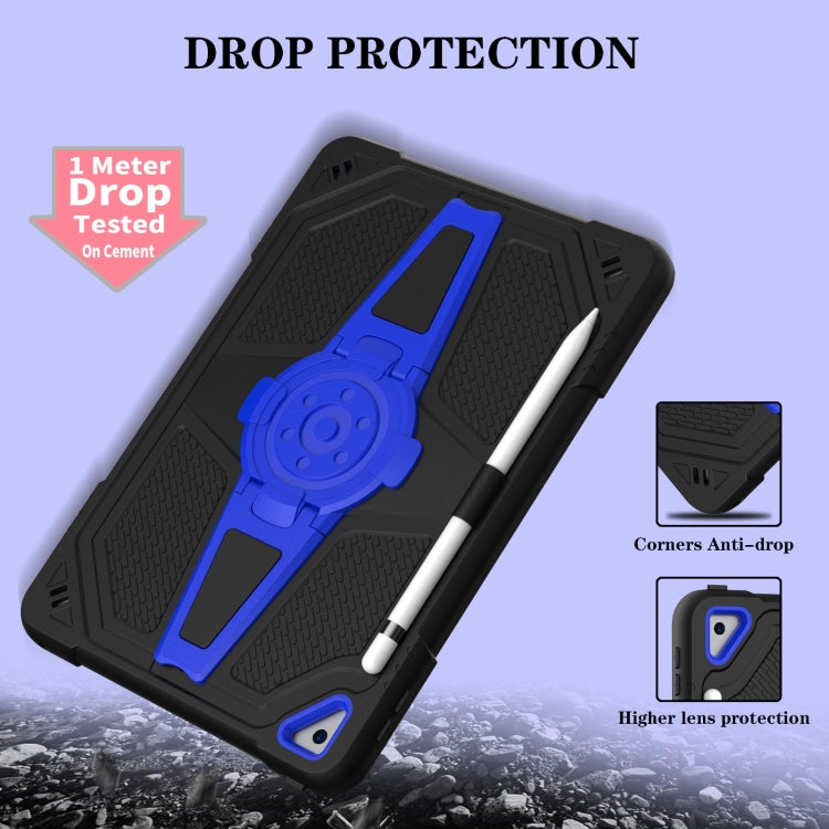 For iPad 10.2 2021 / 2020 / 2019 Punk Stand PC Hybrid Silicone Tablet Case with Shoulder Strap(Black Blue) by bashfashion