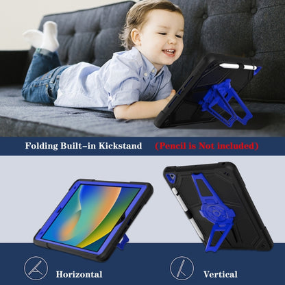 For iPad 10.2 2021 / 2020 / 2019 Punk Stand PC Hybrid Silicone Tablet Case with Shoulder Strap(Black Blue) by bashfashion