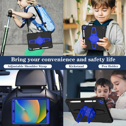 For iPad 10.2 2021 / 2020 / 2019 Punk Stand PC Hybrid Silicone Tablet Case with Shoulder Strap(Black Blue) by bashfashion