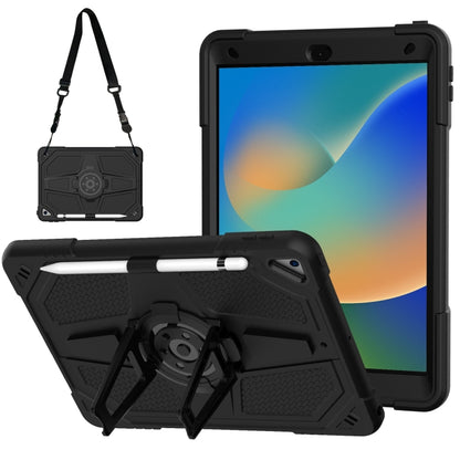 For iPad 10.2 2021 / 2020 / 2019 Punk Stand PC Hybrid Silicone Tablet Case with Shoulder Strap(Black) by bashfashion