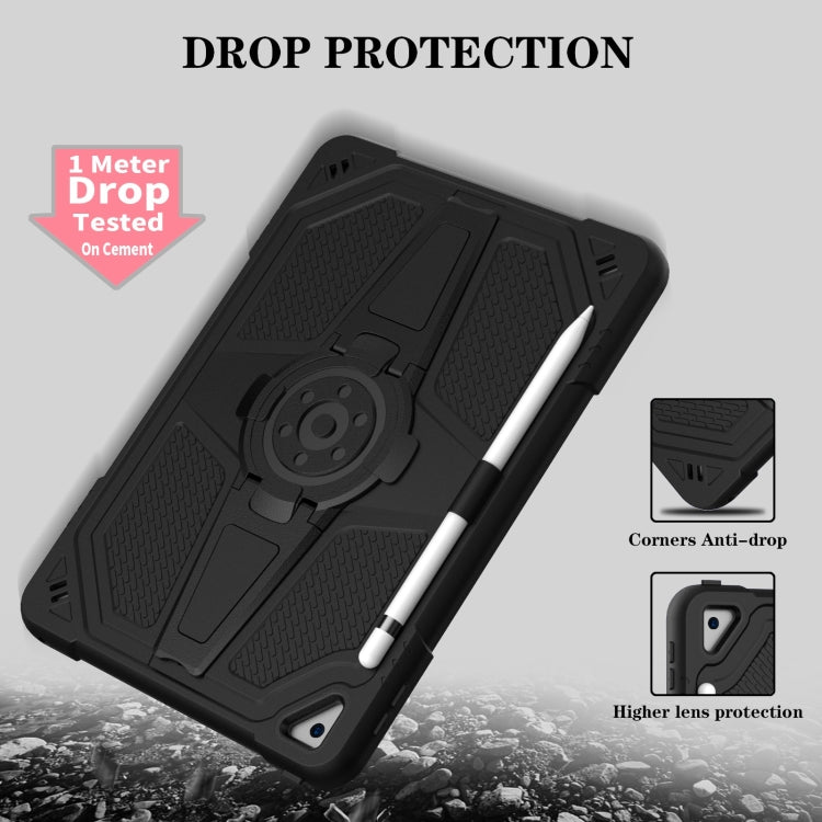 For iPad 10.2 2021 / 2020 / 2019 Punk Stand PC Hybrid Silicone Tablet Case with Shoulder Strap(Black) by bashfashion