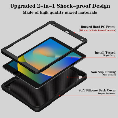 For iPad 10.2 2021 / 2020 / 2019 Punk Stand PC Hybrid Silicone Tablet Case with Shoulder Strap(Black) by bashfashion