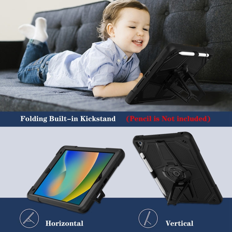 For iPad 10.2 2021 / 2020 / 2019 Punk Stand PC Hybrid Silicone Tablet Case with Shoulder Strap(Black) by bashfashion