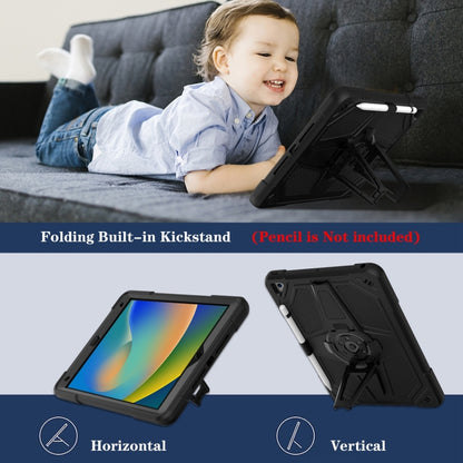 For iPad 10.2 2021 / 2020 / 2019 Punk Stand PC Hybrid Silicone Tablet Case with Shoulder Strap(Black) by bashfashion