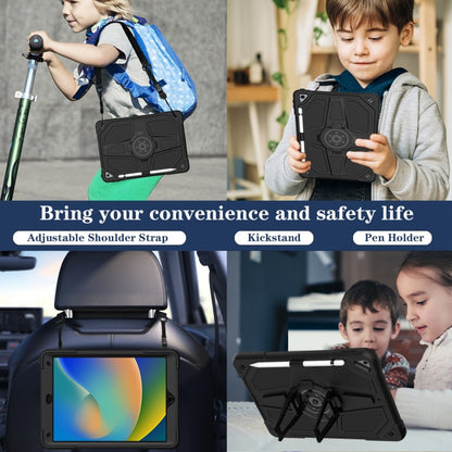 For iPad 10.2 2021 / 2020 / 2019 Punk Stand PC Hybrid Silicone Tablet Case with Shoulder Strap(Black) by bashfashion