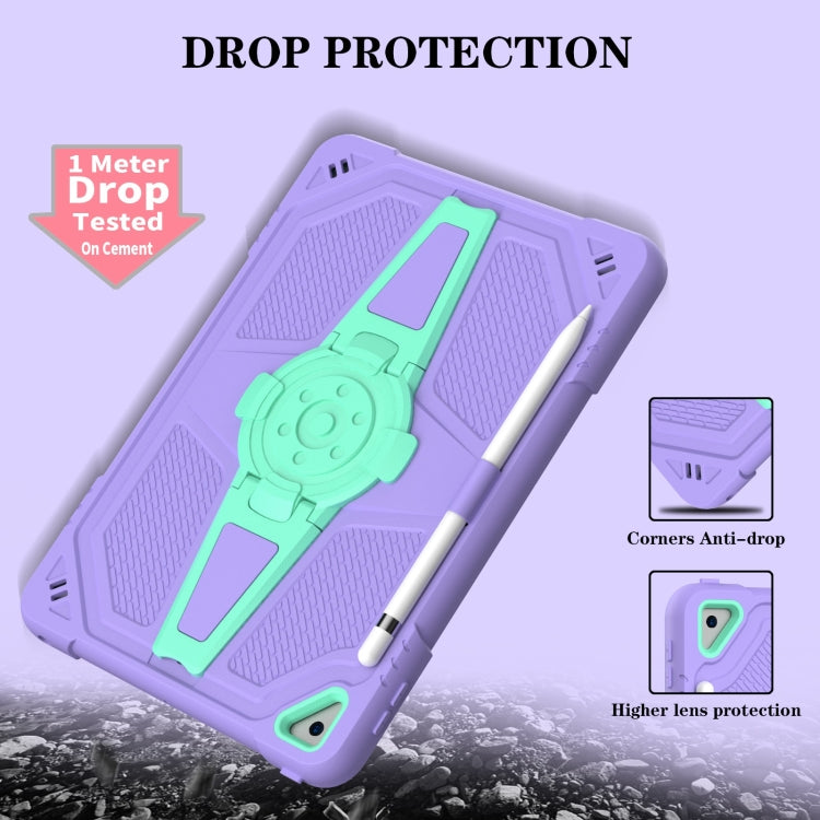 For iPad 10.2 2021 / 2020 / 2019 Punk Stand PC Hybrid Silicone Tablet Case with Shoulder Strap(Purple Teal) by bashfashion