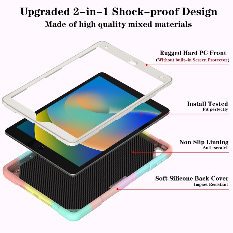 For iPad 10.2 2021 / 2020 / 2019 Punk Stand PC Hybrid Silicone Tablet Case with Shoulder Strap(Colorful) by bashfashion