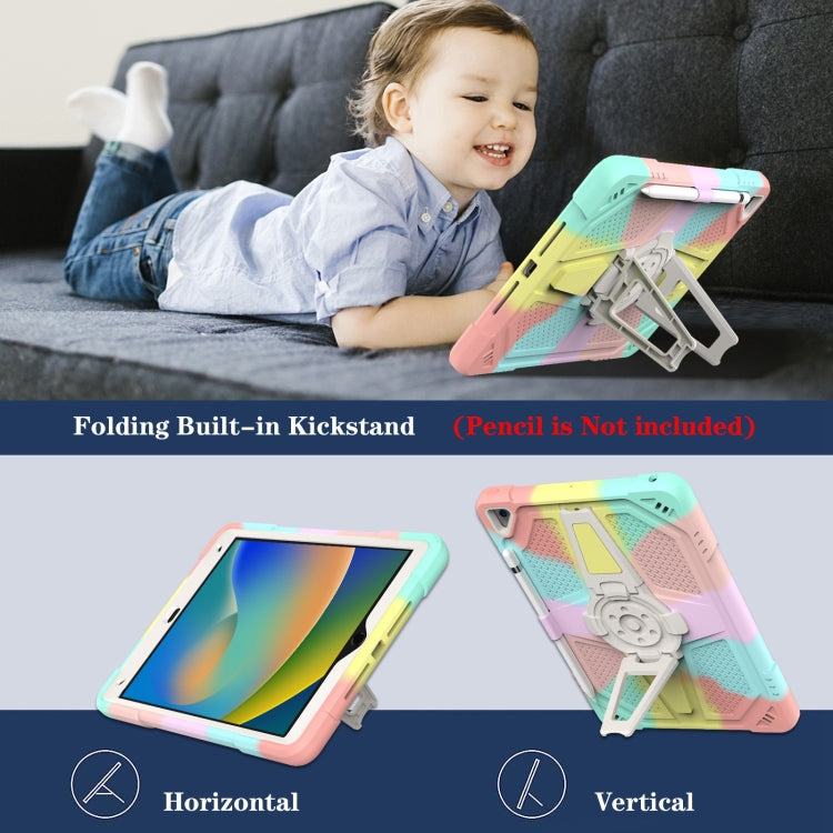 For iPad 10.2 2021 / 2020 / 2019 Punk Stand PC Hybrid Silicone Tablet Case with Shoulder Strap(Colorful) by bashfashion