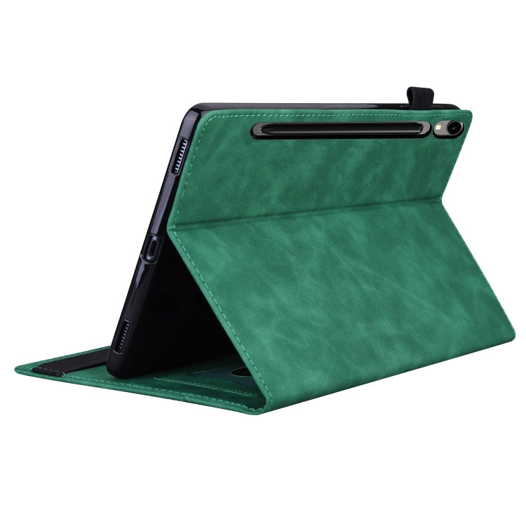For Samsung Galaxy Tab S11 / S10 /S9 Splicing Shockproof Smart Leather Tablet Case(Green) by bashfashion