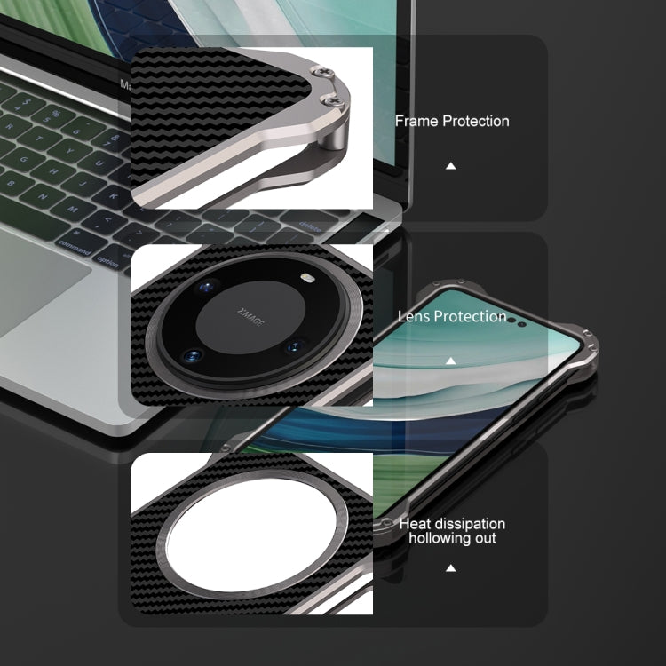 For Huawei Mate 60 Pro R-JUST RJ51 Hollow Metal Phone Protective Case(Space Grey) by R-JUST