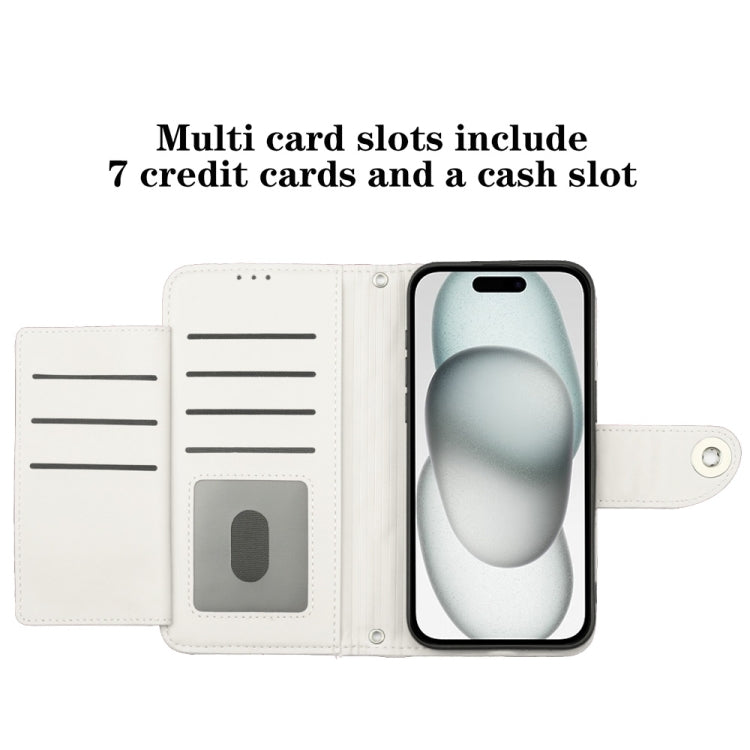 For iPhone SE 2024 Rhombic Texture Flip Leather Phone Case with Lanyard(White) by bashfashion