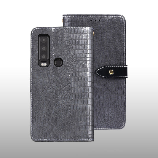 For CAT S75 idewei Crocodile Texture Leather Phone Case(Grey) by idewei