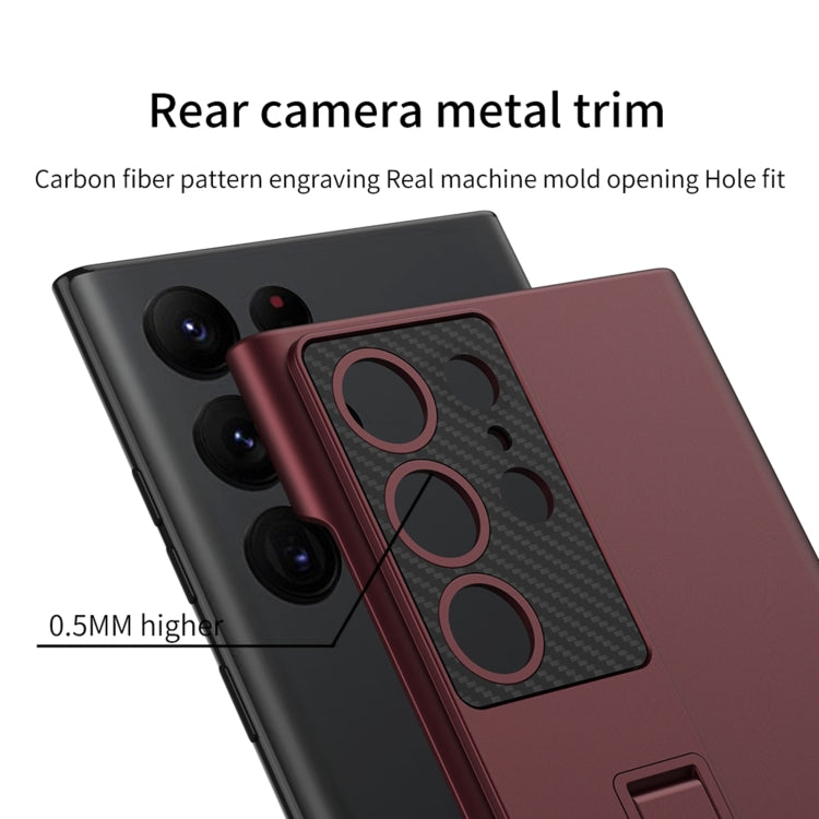 For Samsung Galaxy S24 Ultra 5G GKK Ultra-thin Shockproof Phone Case with Holder(Forest Green) by GKK