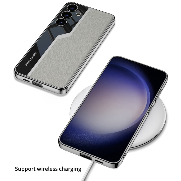 For Samsung Galaxy S24 5G GKK Plating TPU + Leather Supercar Full Coverage Phone Case(Grey) by GKK