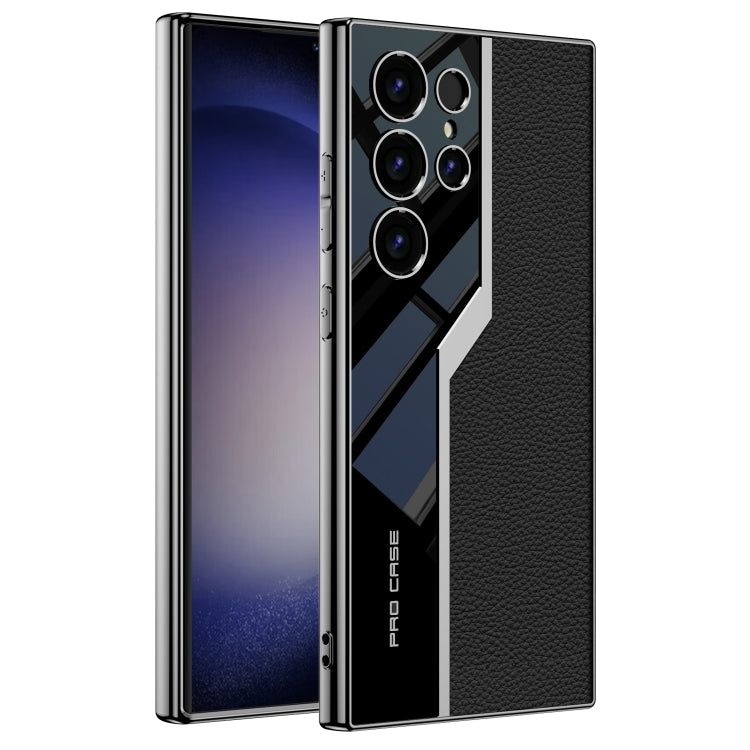 For Samsung Galaxy S24 Ultra 5G GKK Plating TPU + Leather Supercar Full Coverage Phone Case(Black) by GKK