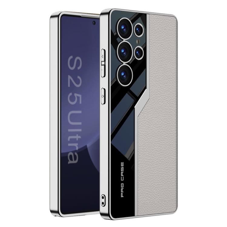 For Samsung Galaxy S25 Ultra 5G GKK Plating TPU + Leather Supercar Full Coverage Phone Case(Grey) by GKK