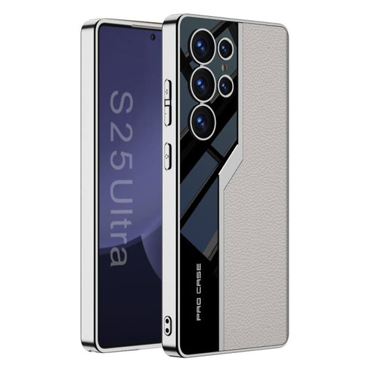 For Samsung Galaxy S25 Ultra 5G GKK Plating TPU + Leather Supercar Full Coverage Phone Case(Grey) by GKK