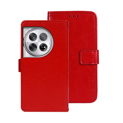 For OnePlus 12 idewei Crazy Horse Texture Leather Phone Case(Red) by idewei