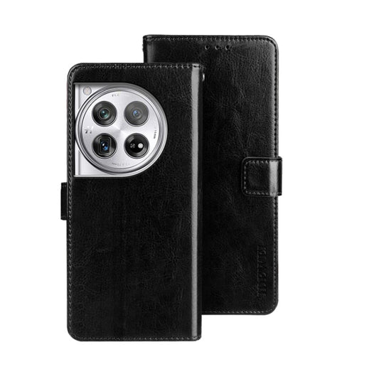 For OnePlus 12 idewei Crazy Horse Texture Leather Phone Case(Black) by idewei