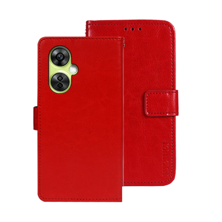 For OnePlus Nord CE 3 Lite idewei Crazy Horse Texture Leather Phone Case(Red) by idewei