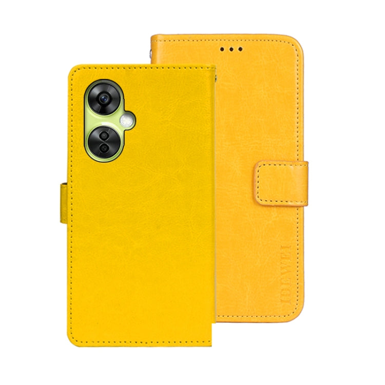 For OnePlus Nord CE 3 Lite idewei Crazy Horse Texture Leather Phone Case(Yellow) by idewei