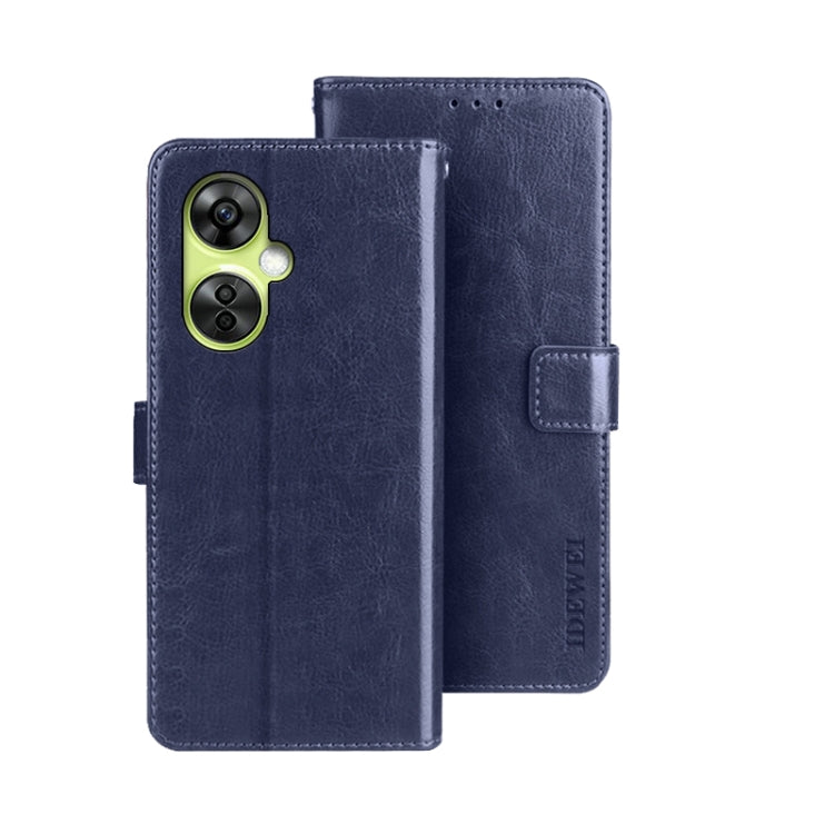 For OnePlus Nord CE 3 Lite idewei Crazy Horse Texture Leather Phone Case(Blue) by idewei