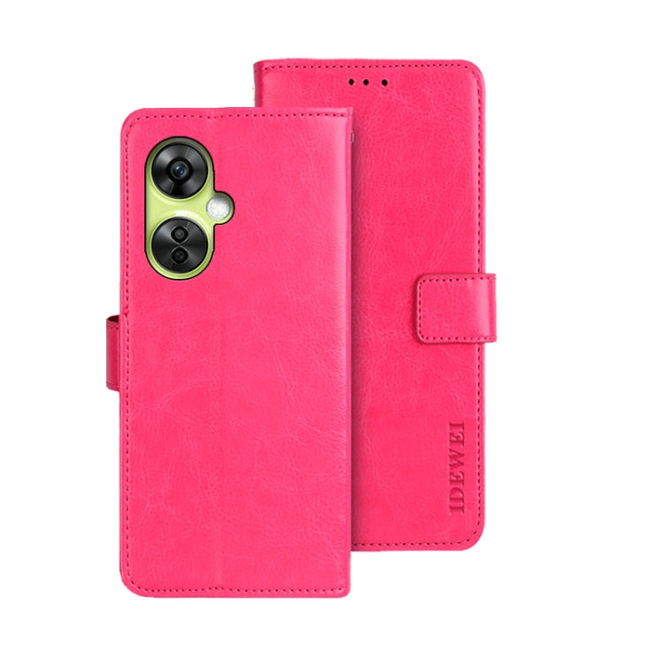 For OnePlus Nord CE 3 Lite idewei Crazy Horse Texture Leather Phone Case(Rose Red) by idewei