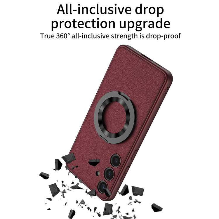 For Samsung Galaxy S24 5G GKK Skin Feel Leather MagSafe Magnetic Phone Case with Holder(Black) by GKK