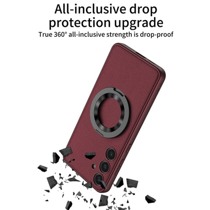 For Samsung Galaxy S24 5G GKK Skin Feel Leather MagSafe Magnetic Phone Case with Holder(Black) by GKK