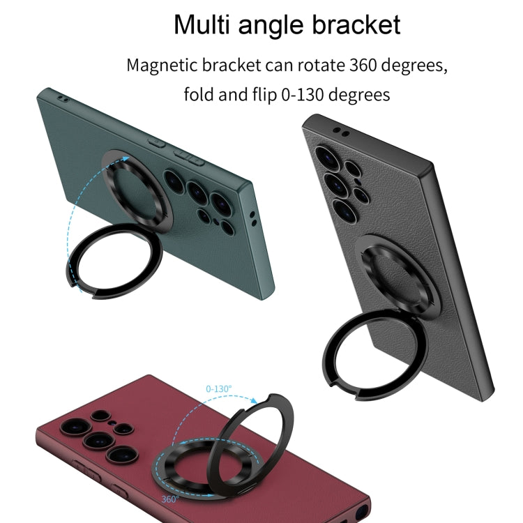 For Samsung Galaxy S24 Ultra 5G GKK Skin Feel Leather MagSafe Magnetic Phone Case with Holder(Black) by GKK