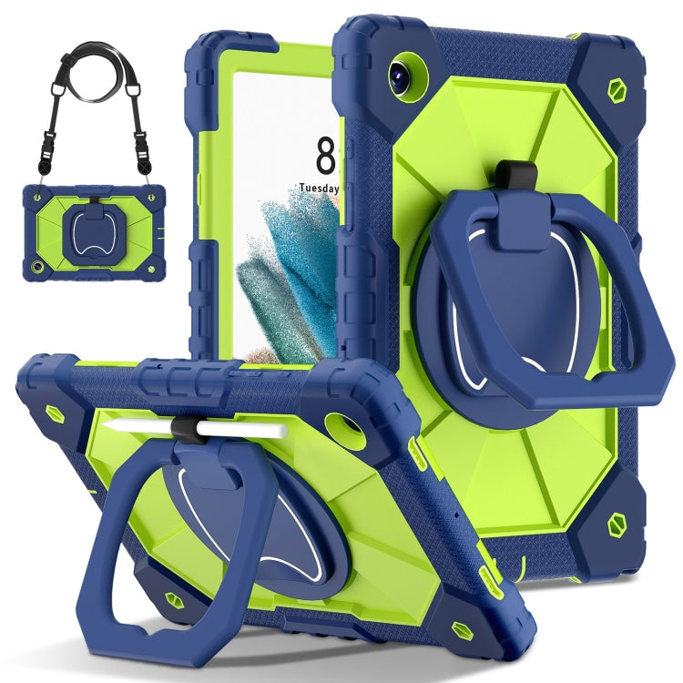 For Samsung Galaxy Tab A8 10.5 2021 Contrast Color Robot Silicone Hybrid PC Tablet Case(Navy Yellow Green) by bashfashion