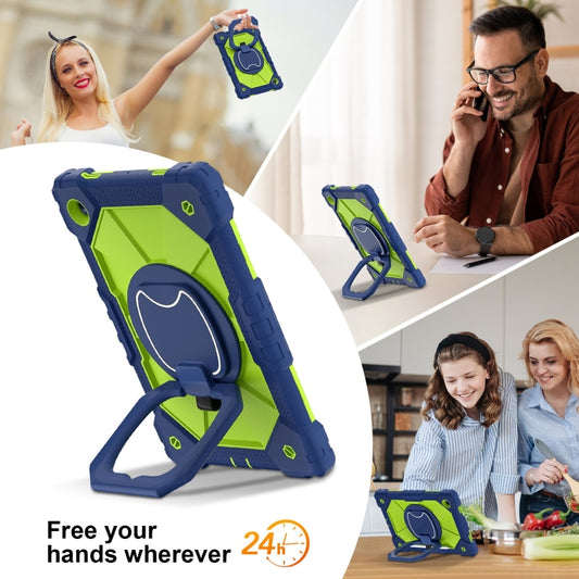For Samsung Galaxy Tab A8 10.5 2021 Contrast Color Robot Silicone Hybrid PC Tablet Case(Navy Yellow Green) by bashfashion