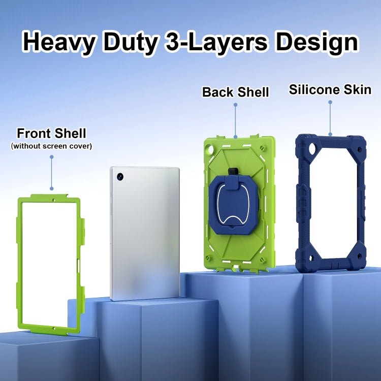 For Samsung Galaxy Tab A8 10.5 2021 Contrast Color Robot Silicone Hybrid PC Tablet Case(Navy Yellow Green) by bashfashion