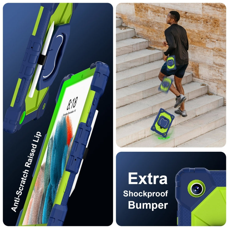 For Samsung Galaxy Tab A8 10.5 2021 Contrast Color Robot Silicone Hybrid PC Tablet Case(Navy Yellow Green) by bashfashion