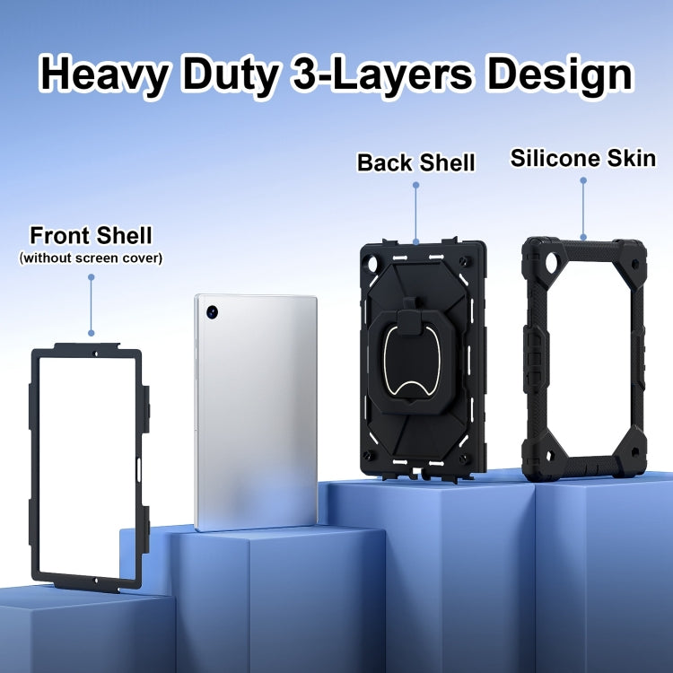 For Samsung Galaxy Tab A8 10.5 2021 Contrast Color Robot Silicone Hybrid PC Tablet Case(Black) by bashfashion