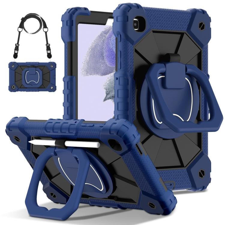 For Samsung Galaxy Tab A7 Lite 2021 Contrast Color Robot Silicone Hybrid PC Tablet Case(Navy Black) by bashfashion