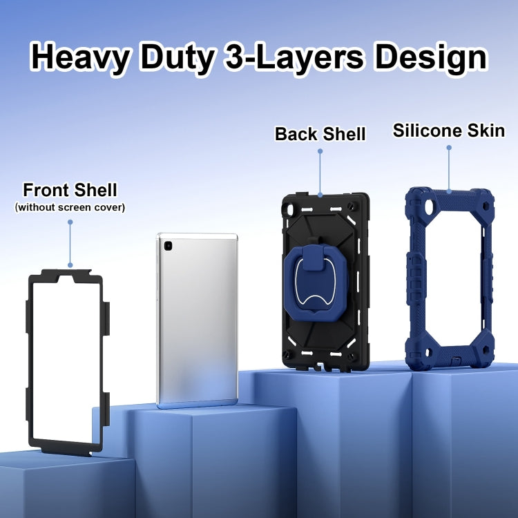 For Samsung Galaxy Tab A7 Lite 2021 Contrast Color Robot Silicone Hybrid PC Tablet Case(Navy Black) by bashfashion